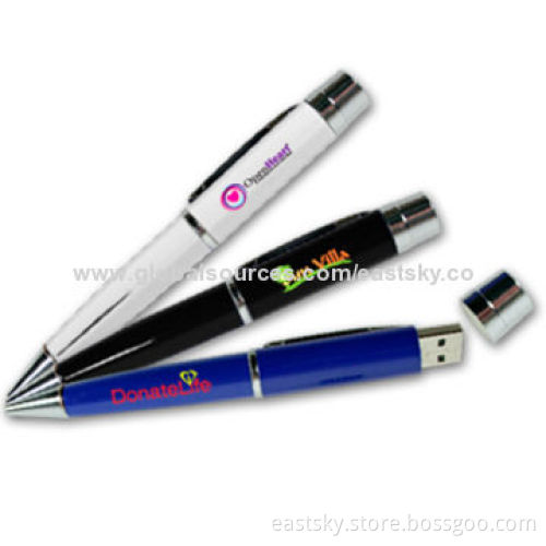Promotional Pen-shaped USB Drive, Warranty Free for 2 Years, Environment-friendly, CE and FCCNew